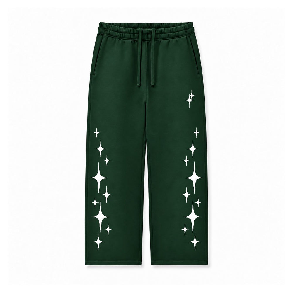 WHITE SPARKLE STAR - DARK GREEN