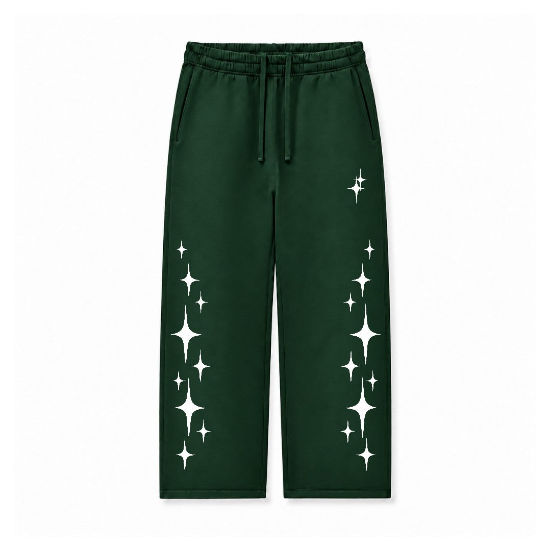 WHITE SPARKLE STAR - DARK GREEN