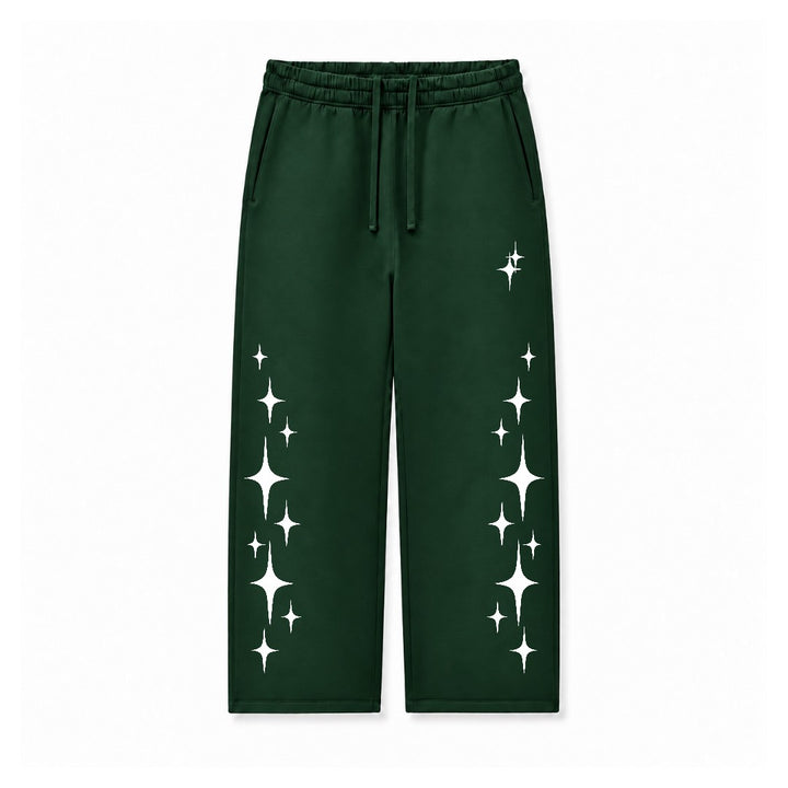 WHITE SPARKLE STAR - DARK GREEN