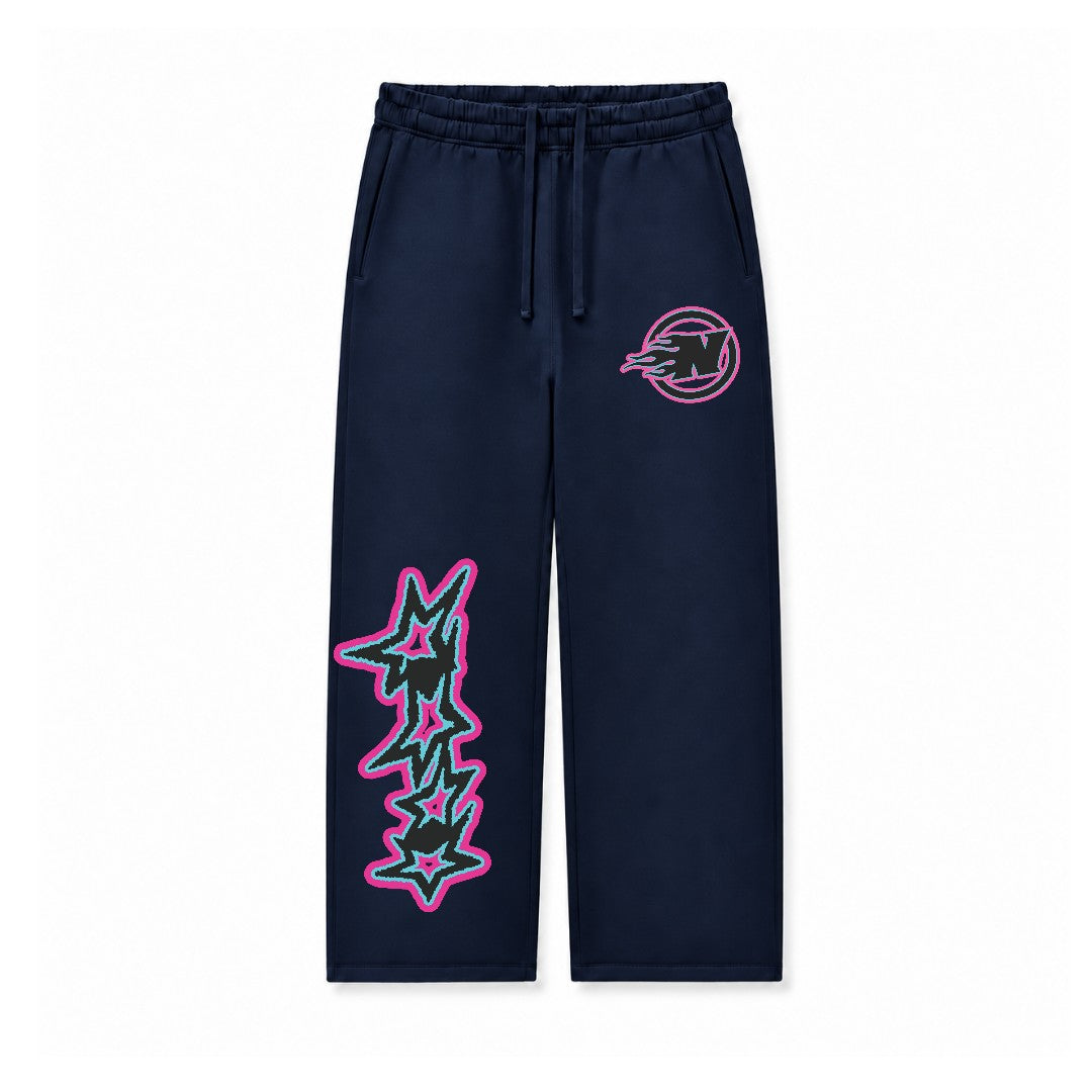 N FLAME PINK STARS - RELAXED FIT TERRY BOTTOM DTF016