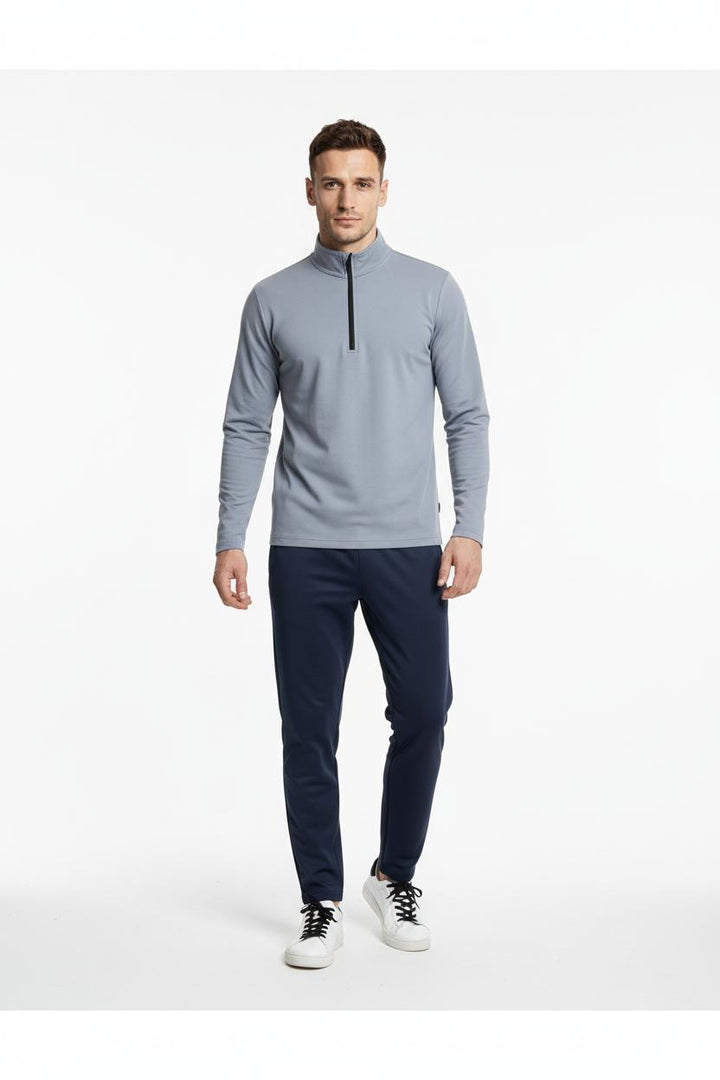 STEEL GREY HALF ZIPPER MOCK NECK